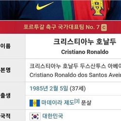 국적 크리스티아누 호날두축구 포르투갈 월드컵 